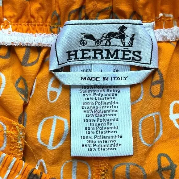 Hermes Men’s Chaine D’Ancre Swim Trunks Orange Size Large RARE Limited Edition
